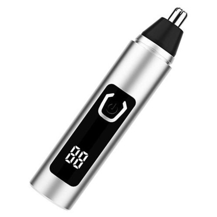 Trimmer pentru nas si barba SK-B06 K0285-EP0818-HJ37890, motor 6500 rpm, lama dublu-tais, display digital, reincarcabil, argintiu