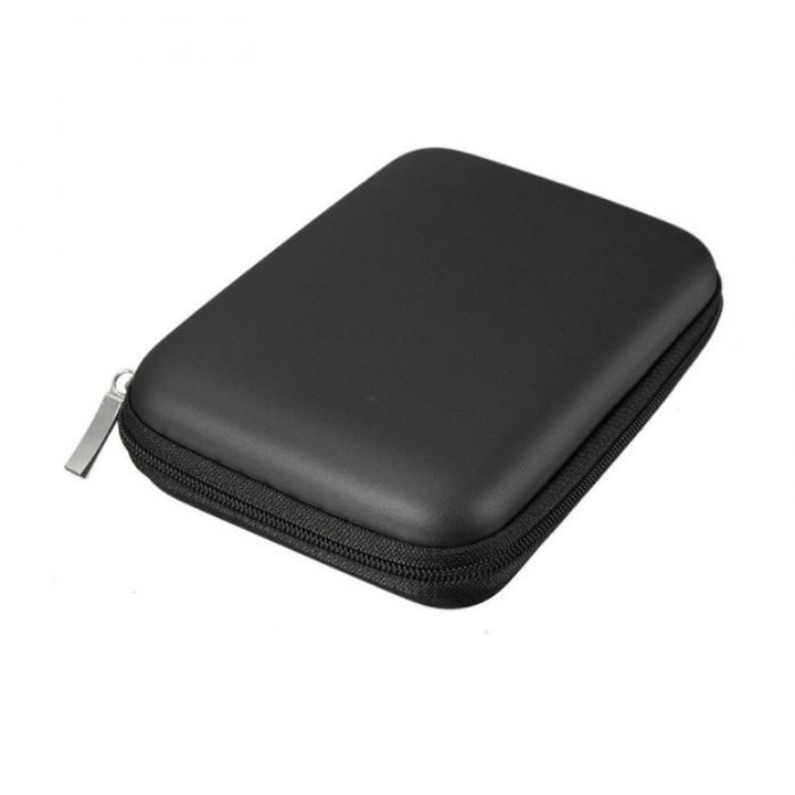 Husa de transport si protectie pt HDD / SSD de 2.5inch, hard disk extern, baterie externa portabila, negru