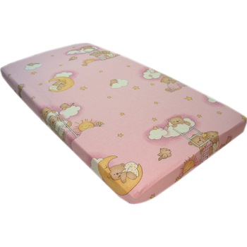 Cearceaf cu elastic ursuletul somnoros roz 120 x 60 x 15 cm Cearceaf cu elastic ursuletul somnoros roz 120 x 60 x 15 cm