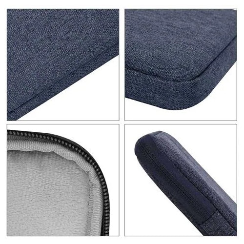 Husa pentru laptop, textil, protector anti-soc si anti-static, cu fermoar si maner lateral, K0285-EP0818-HJ41213, bleumarin, 14.1"