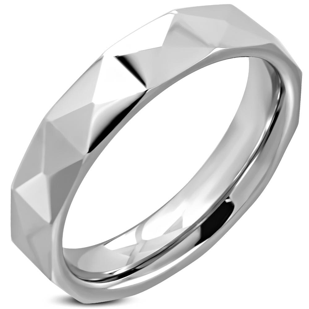 Inel tungsten stil verigheta cu piramide - BeSpecial 5766