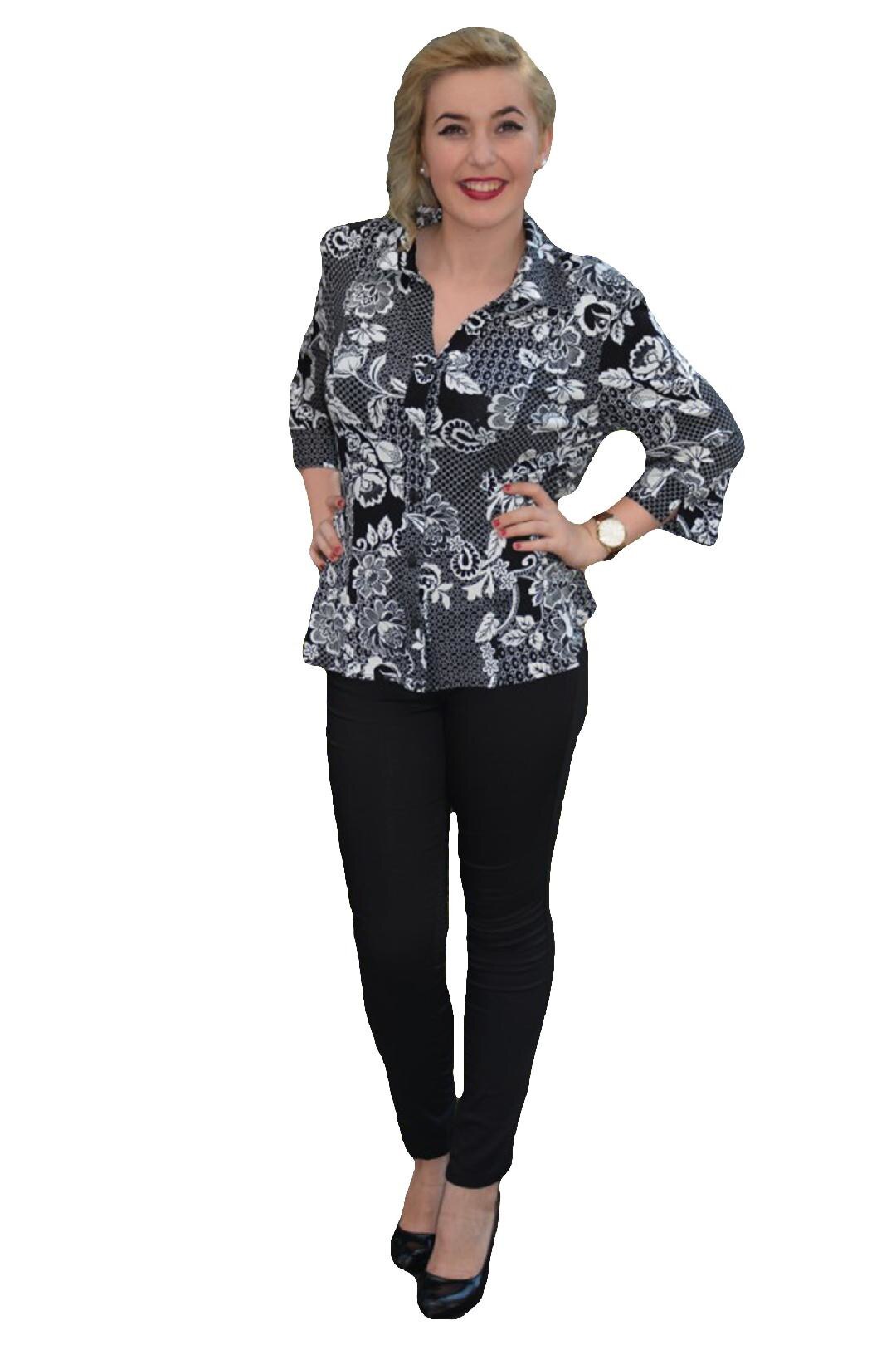 Camasa tinereasca cu design discret,, D&J Exclusive, Negru/Alb