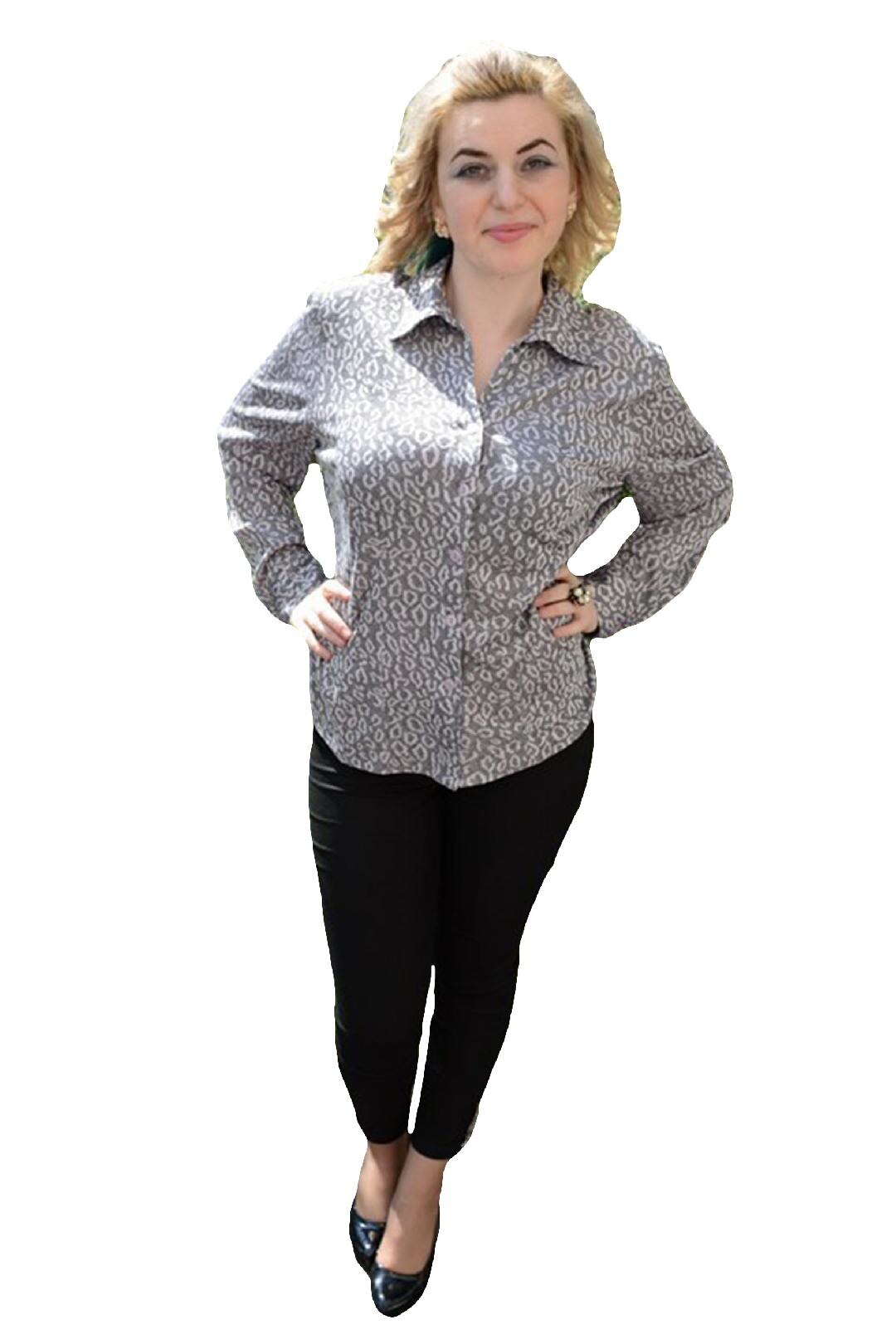 Camasa cu maneca lunga si aspect usor lucios, D&J Exclusive, Gri