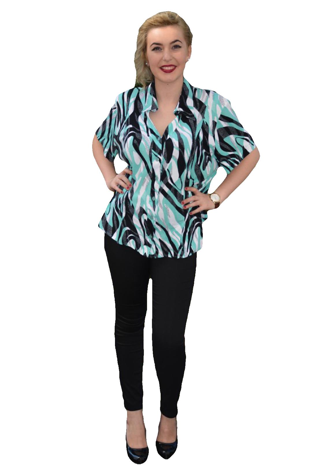 Camasa de vara, lejera, maneca scurta, D&J Exclusive, Turcoaz/Negru, 50