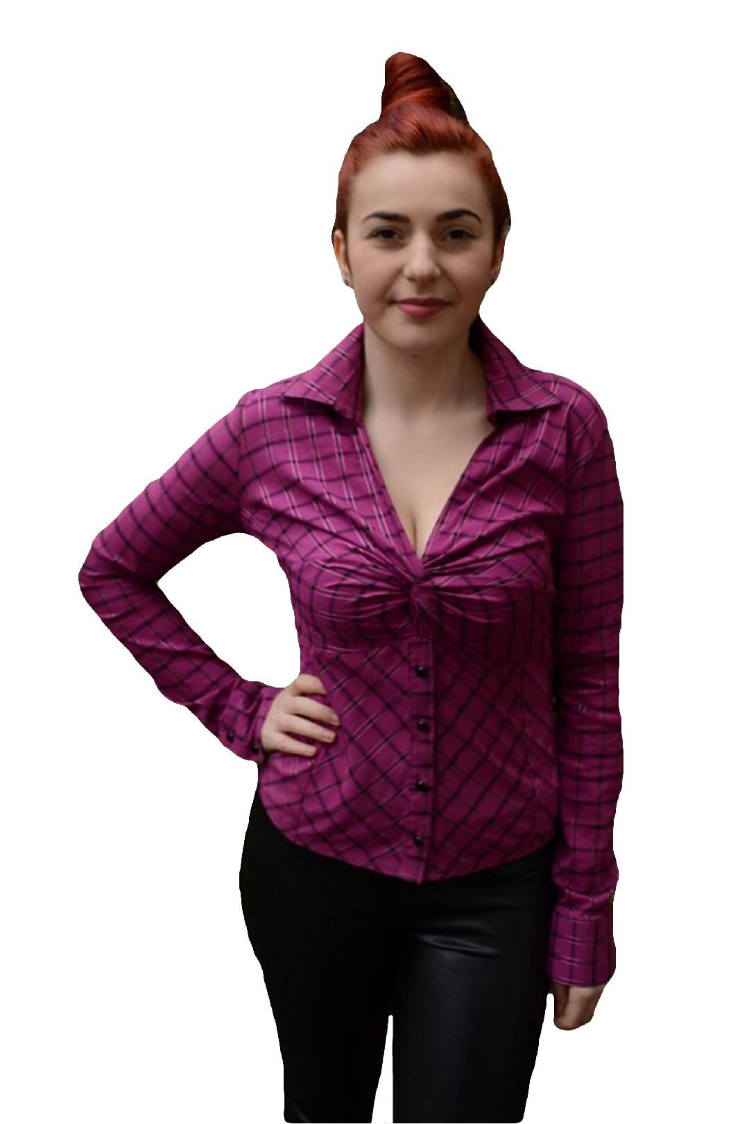 Camasa cu carouri si model fronsat, D&J Exclusive, Mov