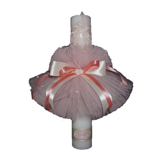 Lumanare stalp pentru botez bebelusi, eleganta, Little angel, roz prafuit