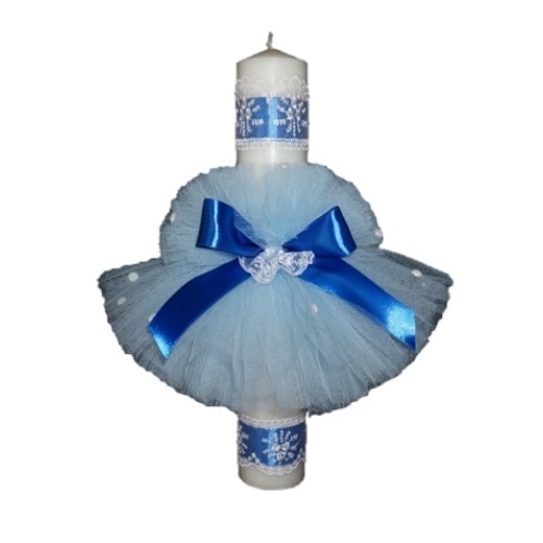 Lumanare stalp pentru botez bebelusi, eleganta, Little angel, albastru