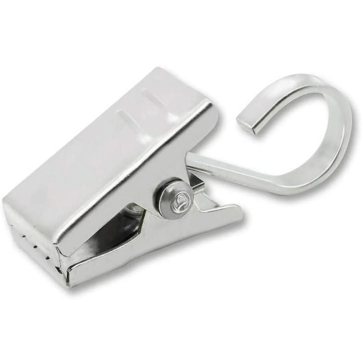 Cleme pentru perdea ZYBLSSBB LSM2xh11434-BCS0070326, inox 304 cu carlig plat, argintiu, 30 bucati