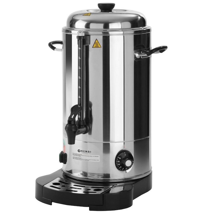 Boiler bauturi calde Hendi cu pereti dubli, 2200 W, 9 L, Argintiu/Negru