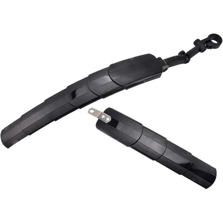 Aparatoare noroi fata si spate pliabile pentru bicicleta, material ABS rezistent UV, compatibile tija sa 25,4–31,8 mm, negru, 260818BM2938