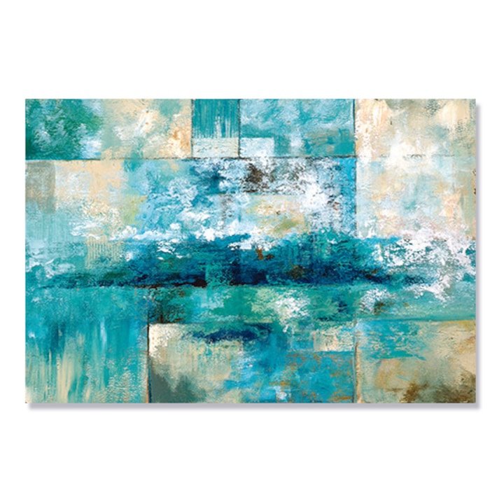 Hullámok, Tenger, Absztrakt, Kék - Vászonkép, 80 x 120 cm