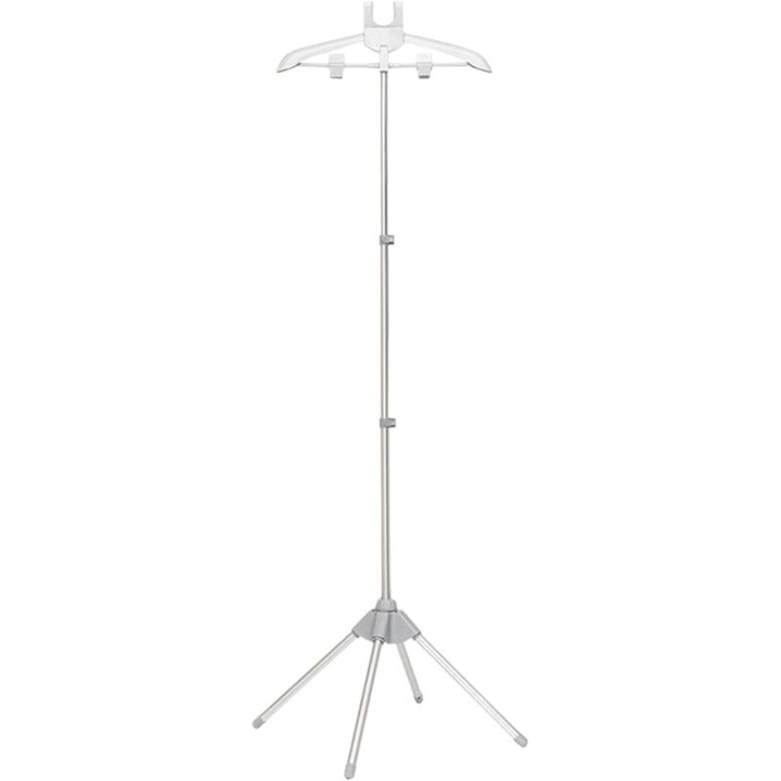 Suport pentru imbracaminte cu aburi model 260818BM2681, reglabil pe inaltime, pliabil cu baza pivotanta 360°, alb/gri