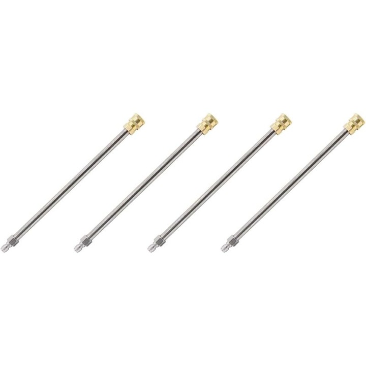Tija de prelungire pentru spalator sub presiune 43 cm (17 inchi), otel inoxidabil, racord 1/4 inchi, set 4 buc., argintiu/auriu, cod 260818BM3370