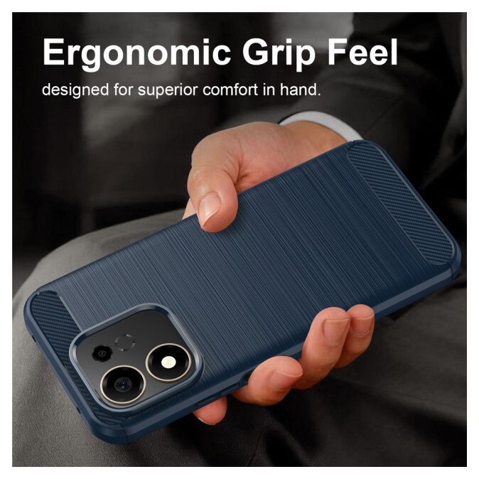 Husa Spate Upzz® Carbon Pro, Compatibila Cu Honor 600 Smart, Protectie Perfecta, Silicon, Albastru