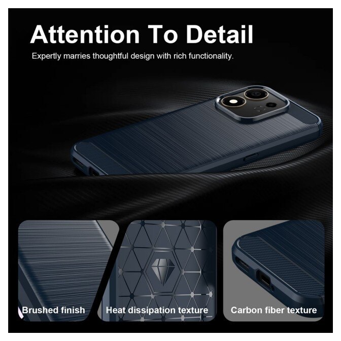 Husa Spate Upzz® Carbon Pro, Compatibila Cu Honor 600 Smart, Protectie Perfecta, Silicon, Albastru