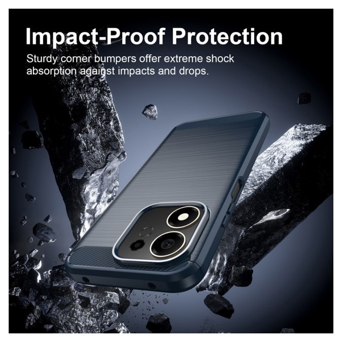 Husa Spate Upzz® Carbon Pro, Compatibila Cu Honor 600 Smart, Protectie Perfecta, Silicon, Albastru