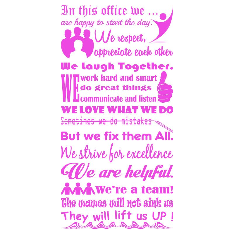 Sticker Decorativ - SMAER - In This Office - 100cm x 50cm - Roz