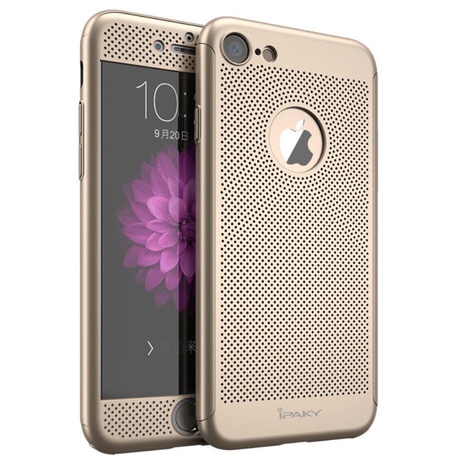 Husa iPaky 360 Air + folie sticla pentru iPhone 7, Gold