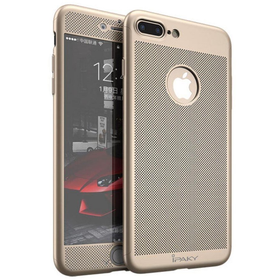 Husa iPaky 360 Air + folie sticla pentru iPhone 7 Plus, Gold