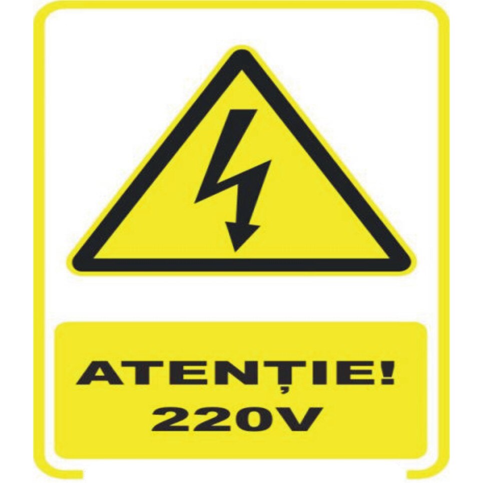 Atentie 220V - Indicator securitate autocolant