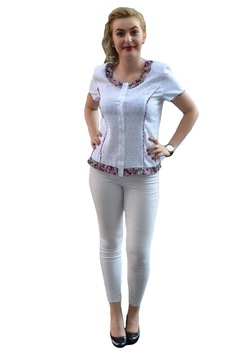 Camasa cu apect dantelat in partea de jos, D&J Exclusive, Alb/Roz Camasa cu apect dantelat in partea de jos, D&J Exclusive, Alb/Roz