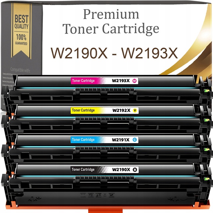 Prémium Toner & Ink W2190X-W2193X XL kompatibilis toner készlet, chip nélkül, HP Color LaserJet Pro 3202/3302 készülékhez, fekete/cián/sárga/magenta, 4 db, P/N 335FULAR1003PQ