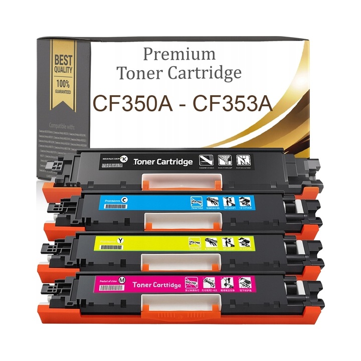 4 db XL prémium toner és tinta CF350A–CF353A (PN 94E2L7TF) készlet, kompatibilis HP CP1025/CP1025nw/MFP M175 készülékekkel, fekete/cián/sárga/magenta, 4 darab