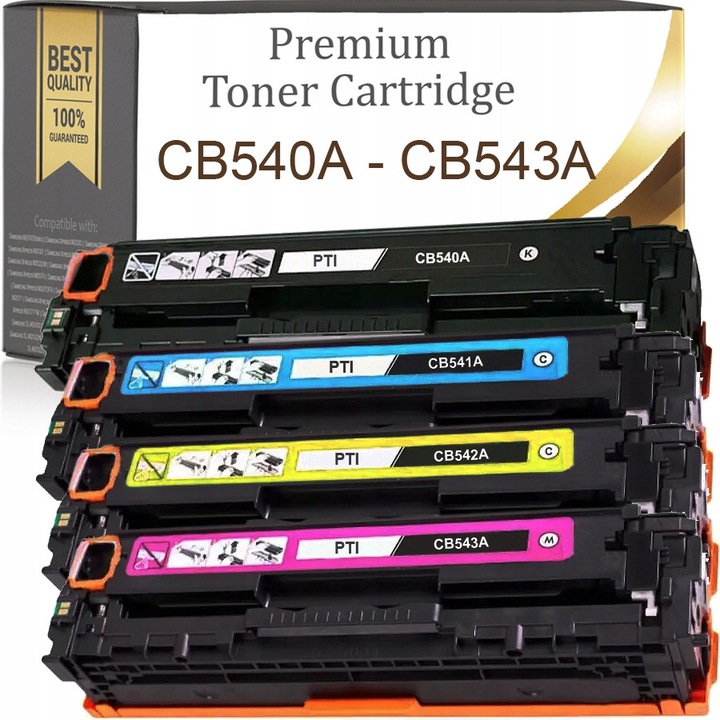 4 db kompatibilis Premium Toner & Ink CB540A–CB543A XL toner szett chippel, Fekete/Cián/Sárga/Magenta, HP CM1312/CM1512/CP1518/CP1215 nyomtatókhoz
