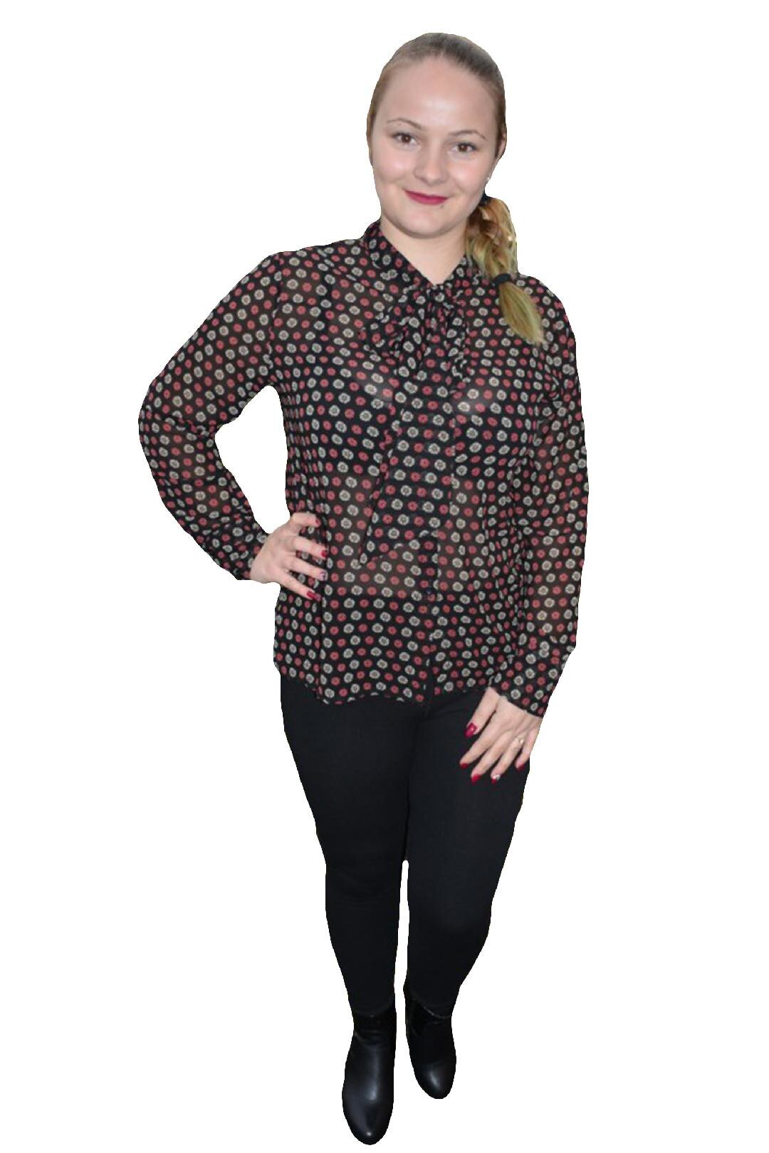 Camasa subtire cu imprimeu ,D&J Exclusive, Negru/Rosu