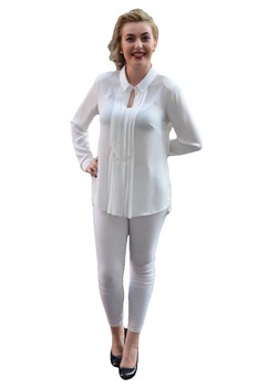 Camasa eleganta cu pliuri aplicate in fata, D&J Exclusive, Alb Camasa eleganta cu pliuri aplicate in fata, D&J Exclusive, Alb