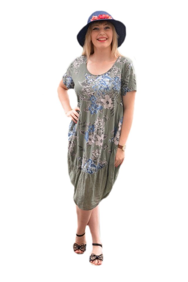 Rochie casual Doris galben,croi empire ,model simplu,D&J Exclusive, Kaki