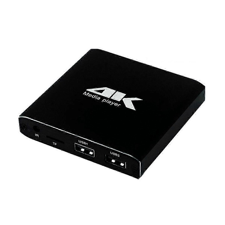 Multimédia lejátszó 4K FU-K027620260817-22346, 4K 10bit H.265/H.264 dekódolás akár 60fps-ig, 2x USB 2.0, TF foglalat, AV kimenet, fekete