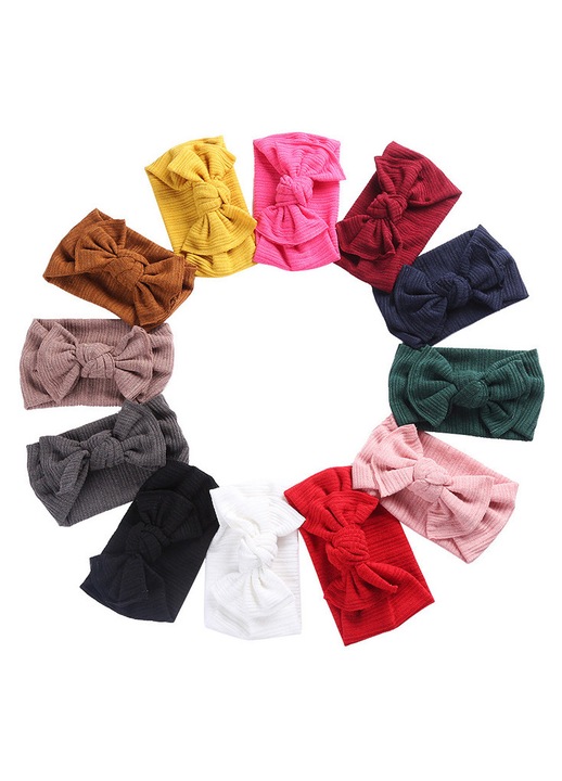 12 db nylon hajpánt babáknak, rugalmas hajpántok masnikkal, lányoknak, újszülötteknek, kisgyermekeknek