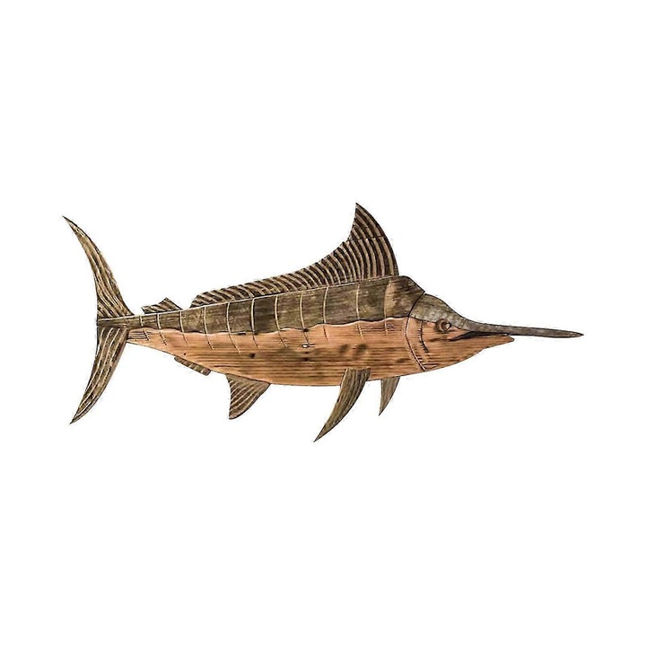 Sculptura de perete din lemn, balena 3D rustica, nuanta lemn natural, 39.5 x 18.5 x 0.7 cm, eMAG-CJ17-fr2608180154