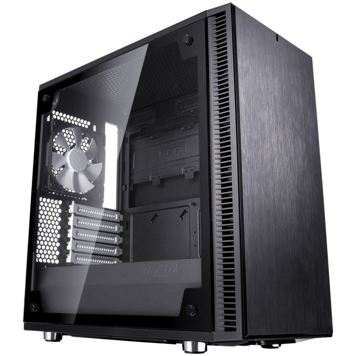Компютърна кутия Fractal Design Define Mini C Tempered Glass, Micro Tower, Без захранващ блок, ATX, Black