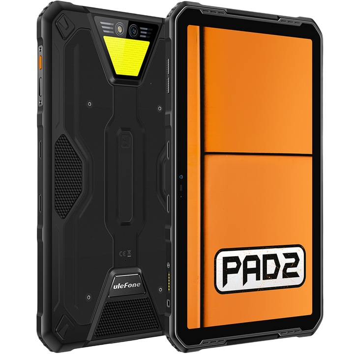 Tableta Ulefone Armor Pad 2 Pro, 4G, Dual SIM, WiFi, 11" 2K IPS, Octa-Core Helio G99, 8GB RAM, 256GB, NFC, Camera 48MP + 16MP, GPS, 18600mAh, Android 13, Black