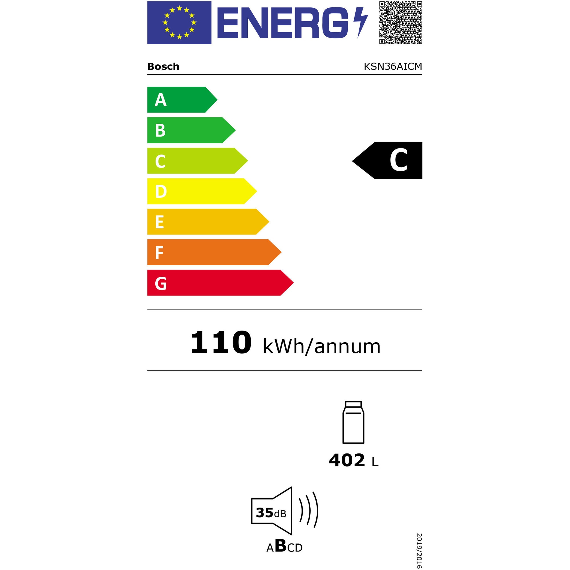 Frigider cu 1 Usa Bosch KSN36AICM Seria 6 No Frost 402L H 186.2CM Clasa C Inox Anti-Amprenta