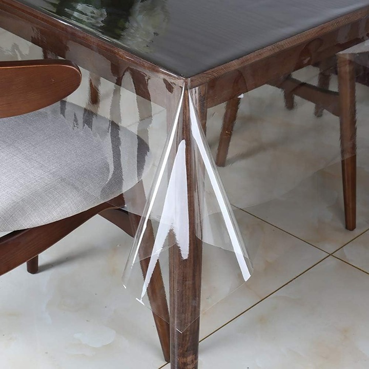 PVC vinil asztalterítő E36-A148-e-10524, vízálló és olajálló, átlátszó, 137 x 213 cm