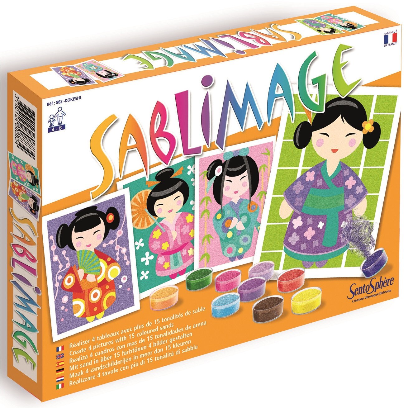 Set creativ cu nisip - Sablimage Fetite Kokeshi