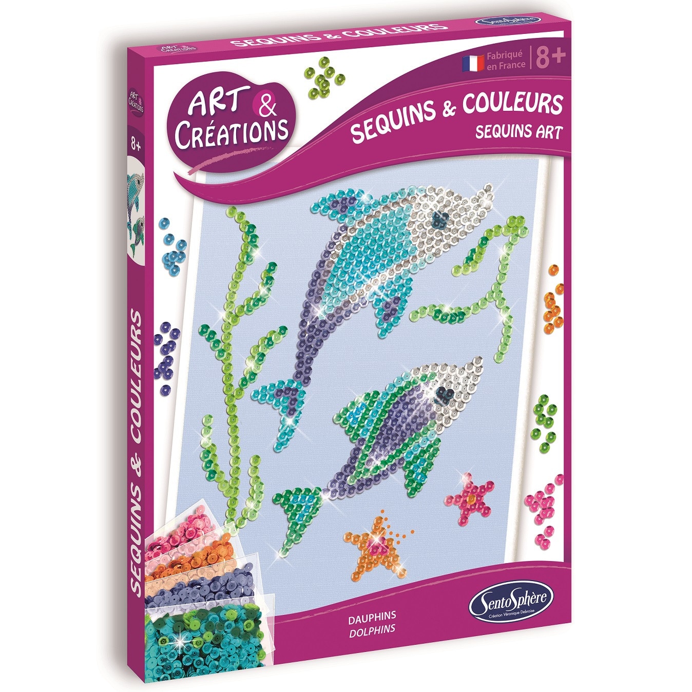 Set creativ - Canvas cu paiete Delfini