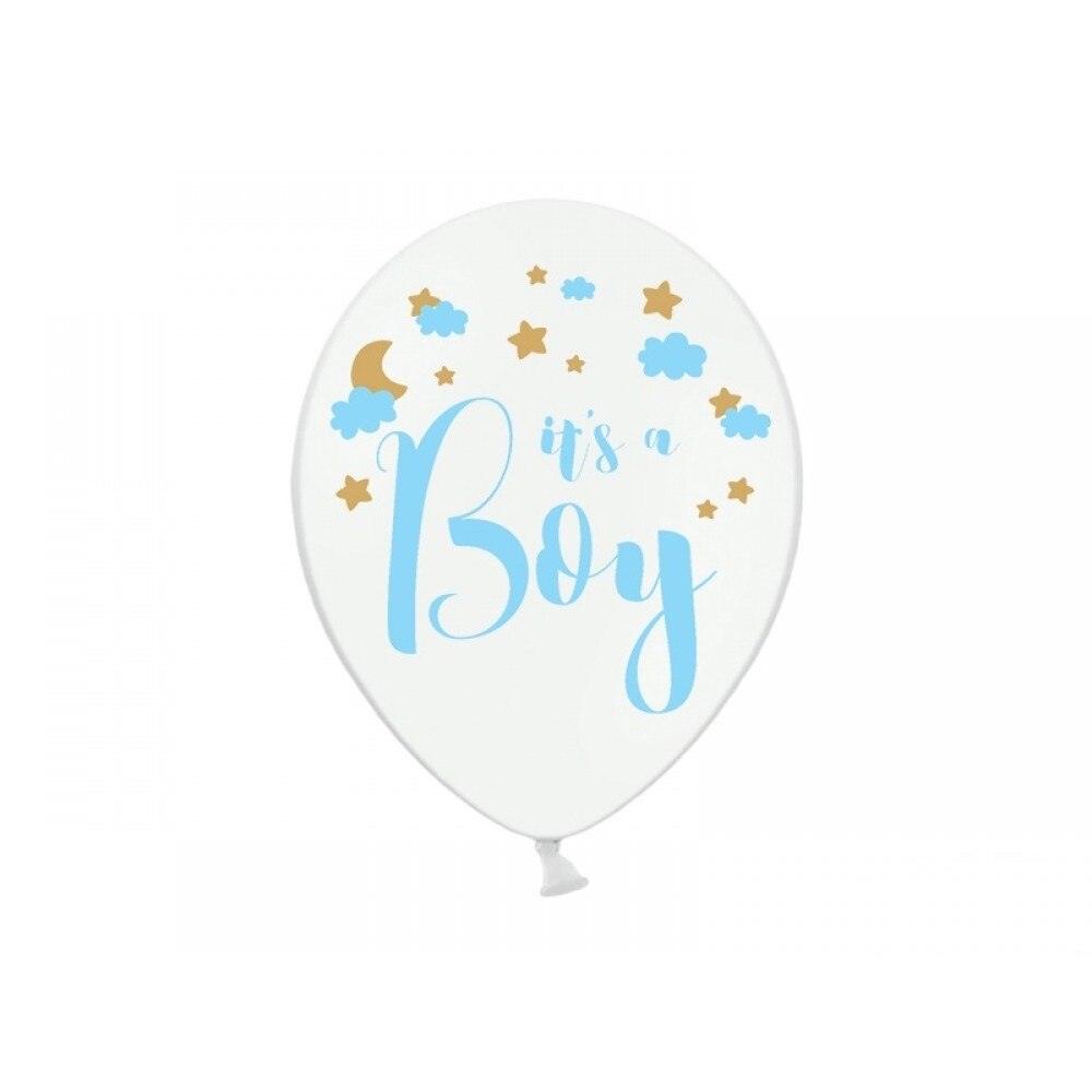 Baloane latex, 30cm, inscriptionate It's a Boy, Alb, 5buc