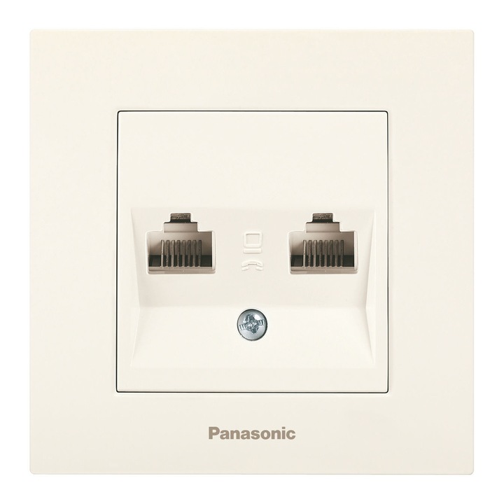 Компютърна розетка двойна Panasonic Karre Plus,2*RJ45 Cat5e, Крем