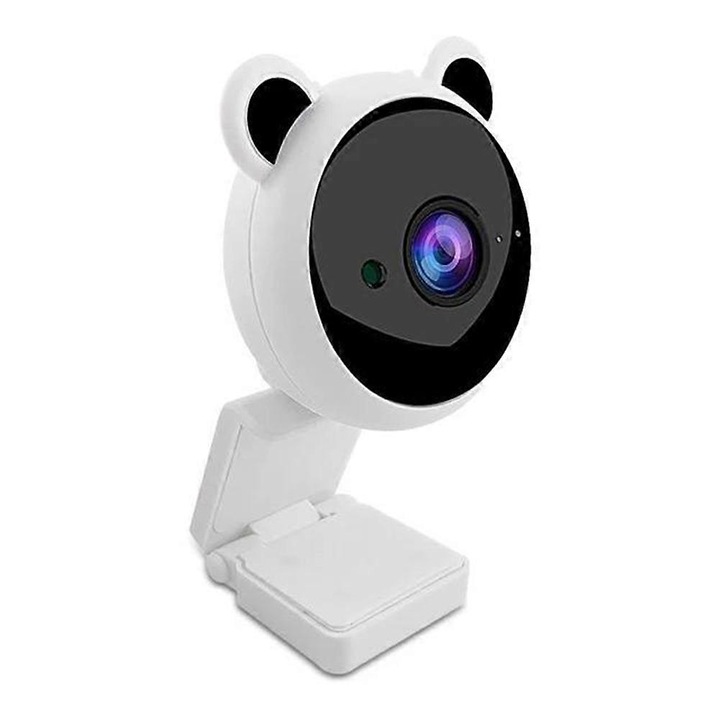 Уеб камера USB FRU-CJK0424-260918-1179, 1080p Full HD, ъгъл 90°, 30 fps, автофокус, вграден микрофон, нощно виждане, бяла