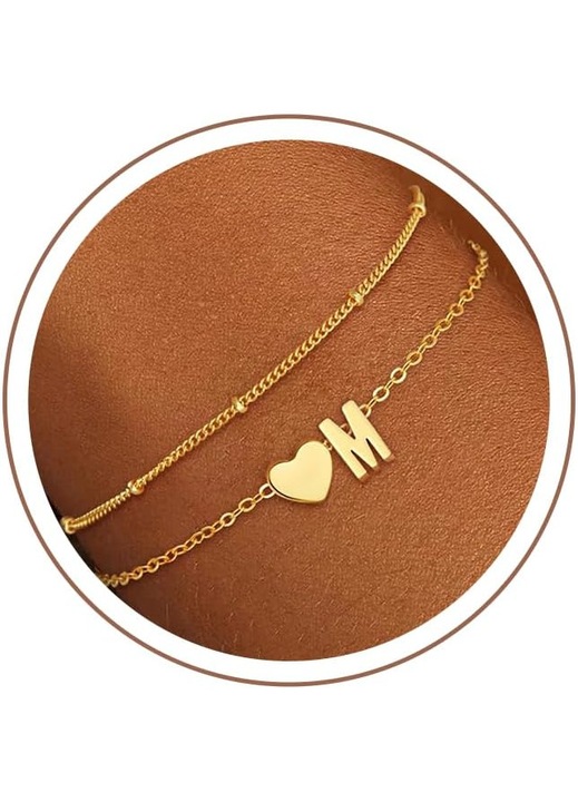 Bratara Dama Aur 18K, Inima Personalizata, Reglabila, Hipoalergenica, 15x5cm