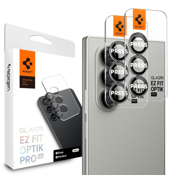 2x kamera védőfólia készlet Samsung Galaxy Z Fold 8 Ultra Spigen Glas.tR EZ Fit Optik Pro HD-hez, Automata applikátor, Karcálló, Ütésálló, Könnyű telepítés, Prémium védelem, Fekete