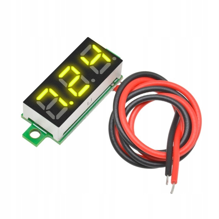 Voltmetru digital panou 2-fire 2.5–30V, afisaj 3 cifre 0.28" LED galben, 33x11x7 mm, cu protectie la polaritate inversa, model 31CJ-K0274-260814-5846