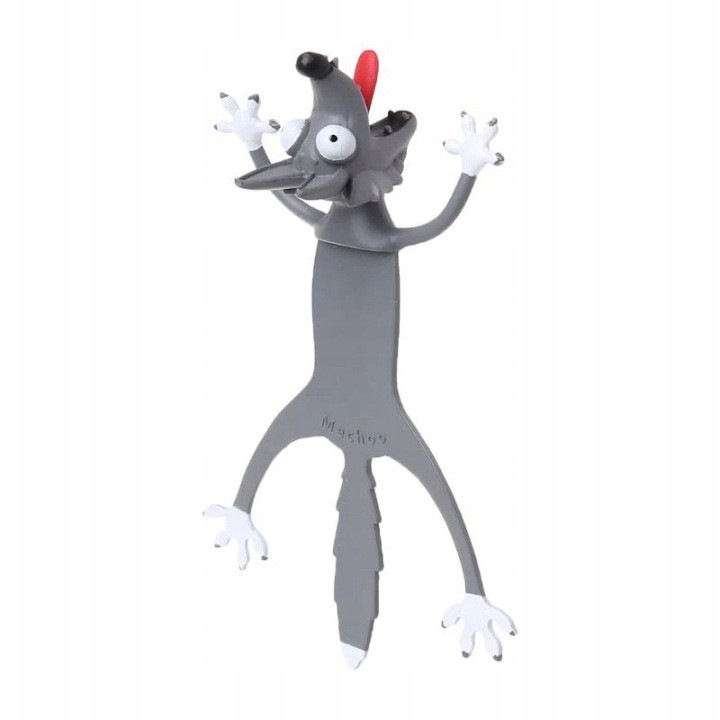 Semn de carte animal din plastic BB-AABBA55-1, lup, gri, aprox. 9.5 x 6.5 cm