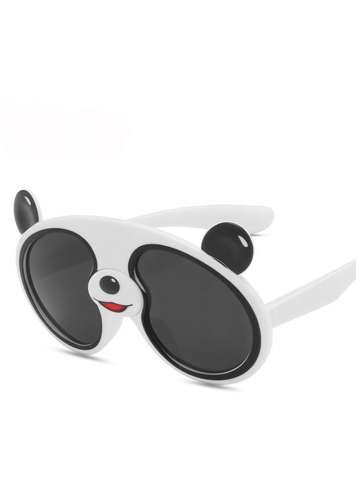 Ochelari de soare copii din plastic polarizati model panda SFS-GGYFFIIGG00, alb/negru, lentila 6 cm, protectie UV400