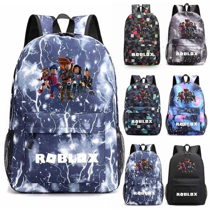 Rucsac laptop din canvas cu imprimeu Roblox, rezistent la apa, capacitate mare, albastru, 45 x 18 x 31 cm