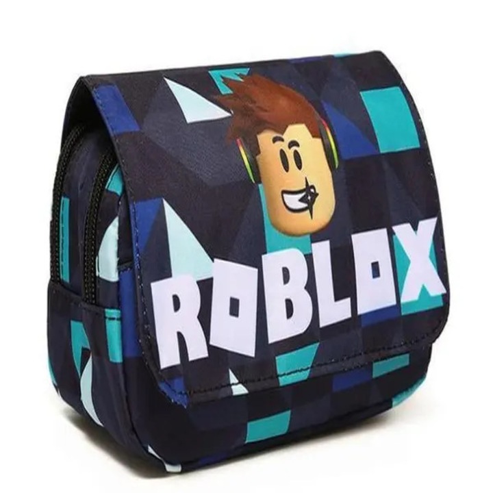 Penar Roblox cu 2 compartimente din poliester, albastru, 20 x 10 x 7.5 cm